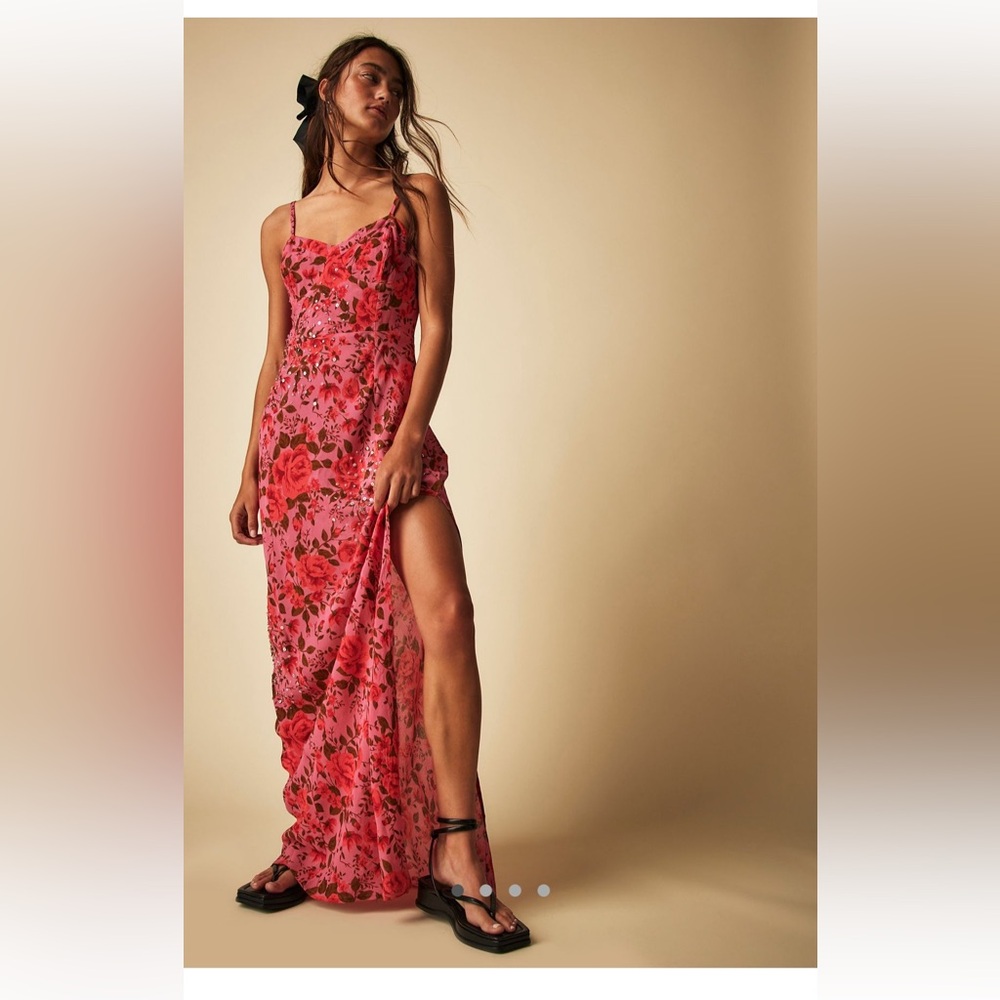 Free People Rahi Virtual Pink Rose Maxi Dress, NWT, Size Medium